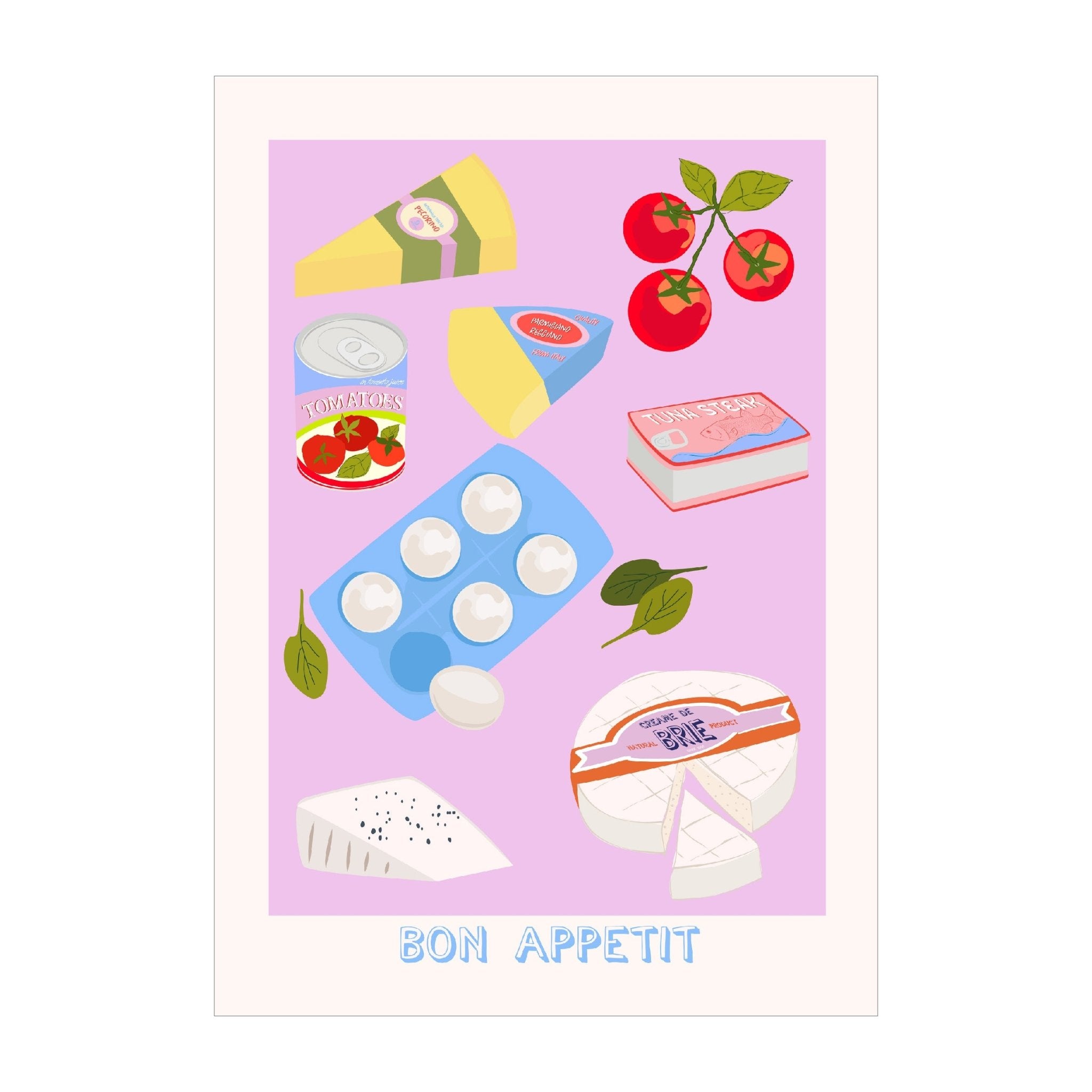Decorative "Bon Appetit Collection: Breakfast Supplies" Poster | High - Quality Print | Repositionable Adhesive - Pasquín