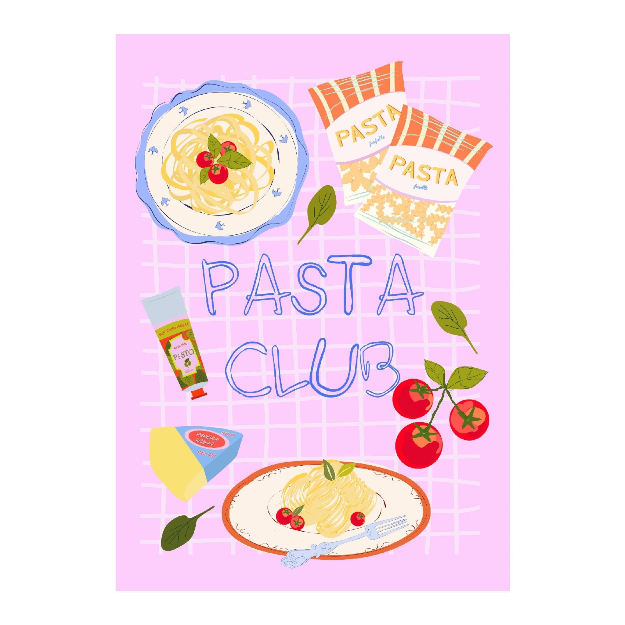 Decorative "Bon Appetit Collection: Pasta Club" Poster | High - Quality Print | Repositionable Adhesive - Pasquín