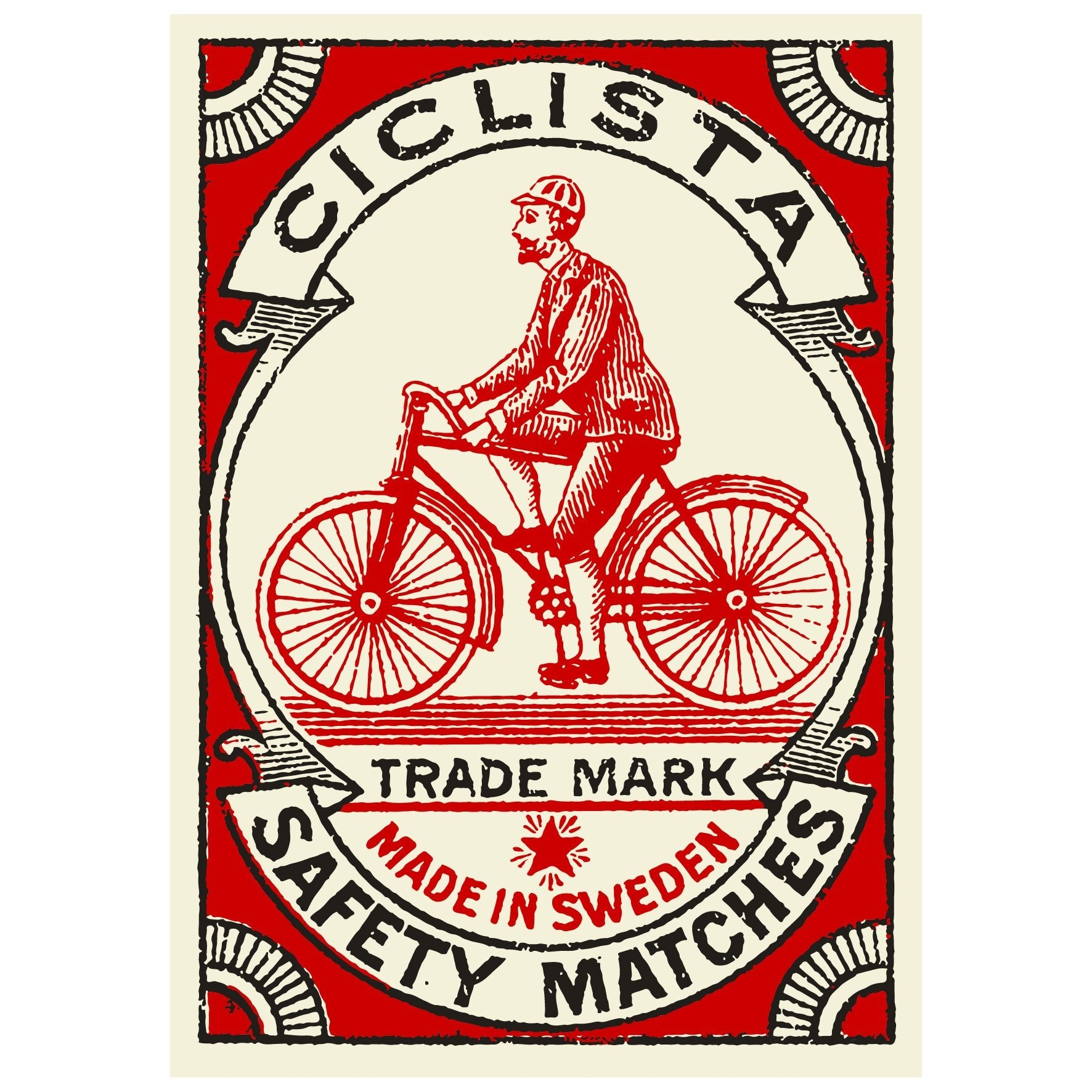 Decorative "Ciclista Safety Matches" Vintage Poster | High - Quality Print | Repositionable Adhesive - Pasquín