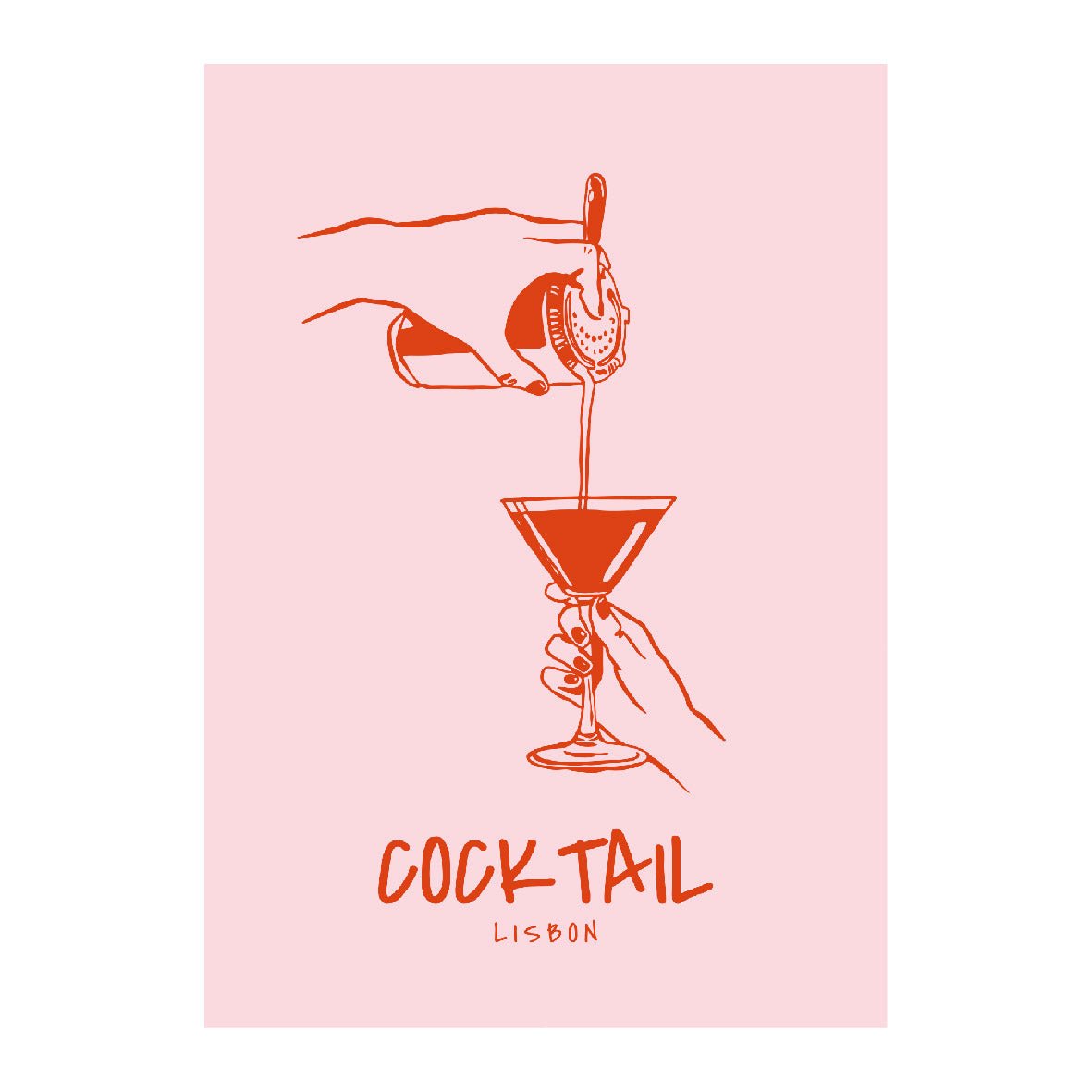 Decorative "Cocktail Lisbon" Poster | High - Quality Print | Repositionable Adhesive - Pasquín