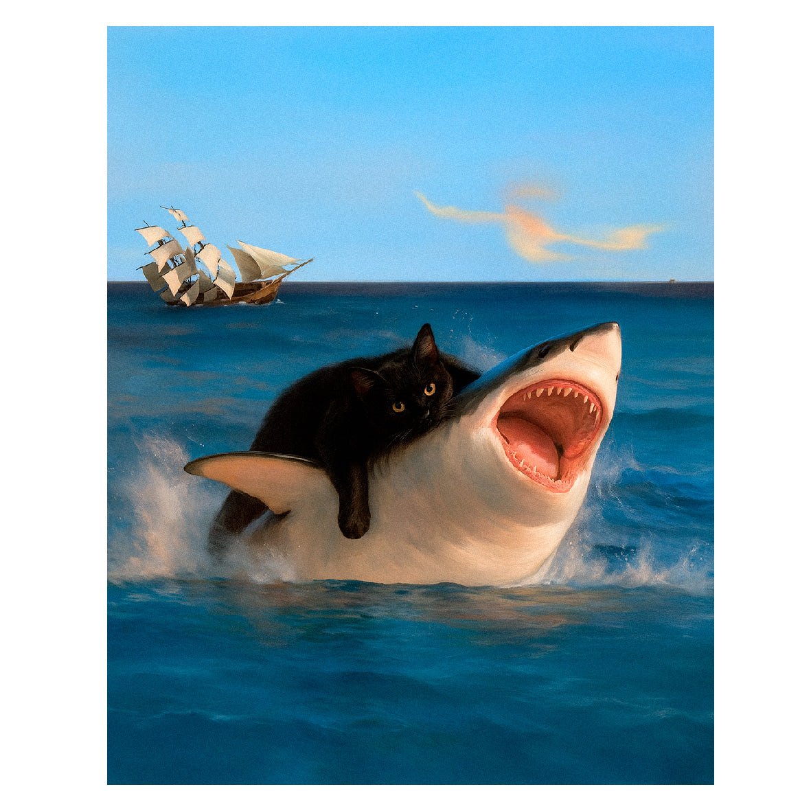 Decorative "Coquette Collection: Shark Rider" Poster | High - Quality Print | Repositionable Adhesive - Pasquín