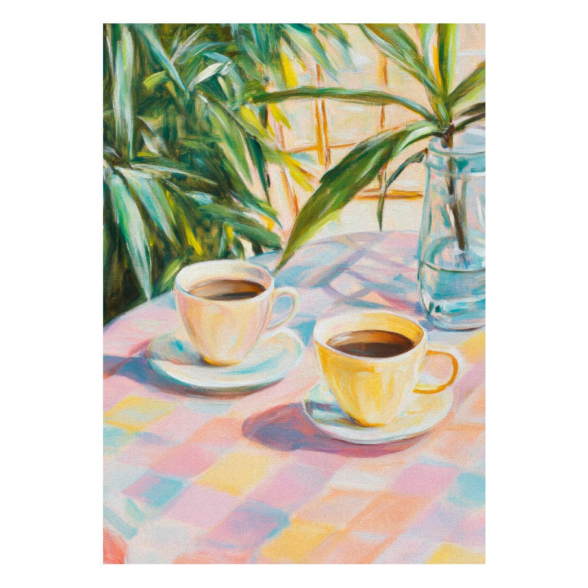 Decorative "Cups of Tea" Poster | High - Quality Print | Repositionable Adhesive - Pasquín