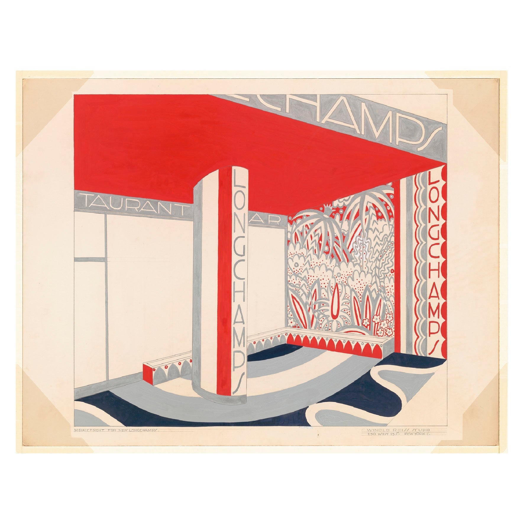 Decorative "Design for Manhattan House Longchamps Restaurant (1950)" Poster | High - Quality Print | Repositionable Adhesive - Pasquín