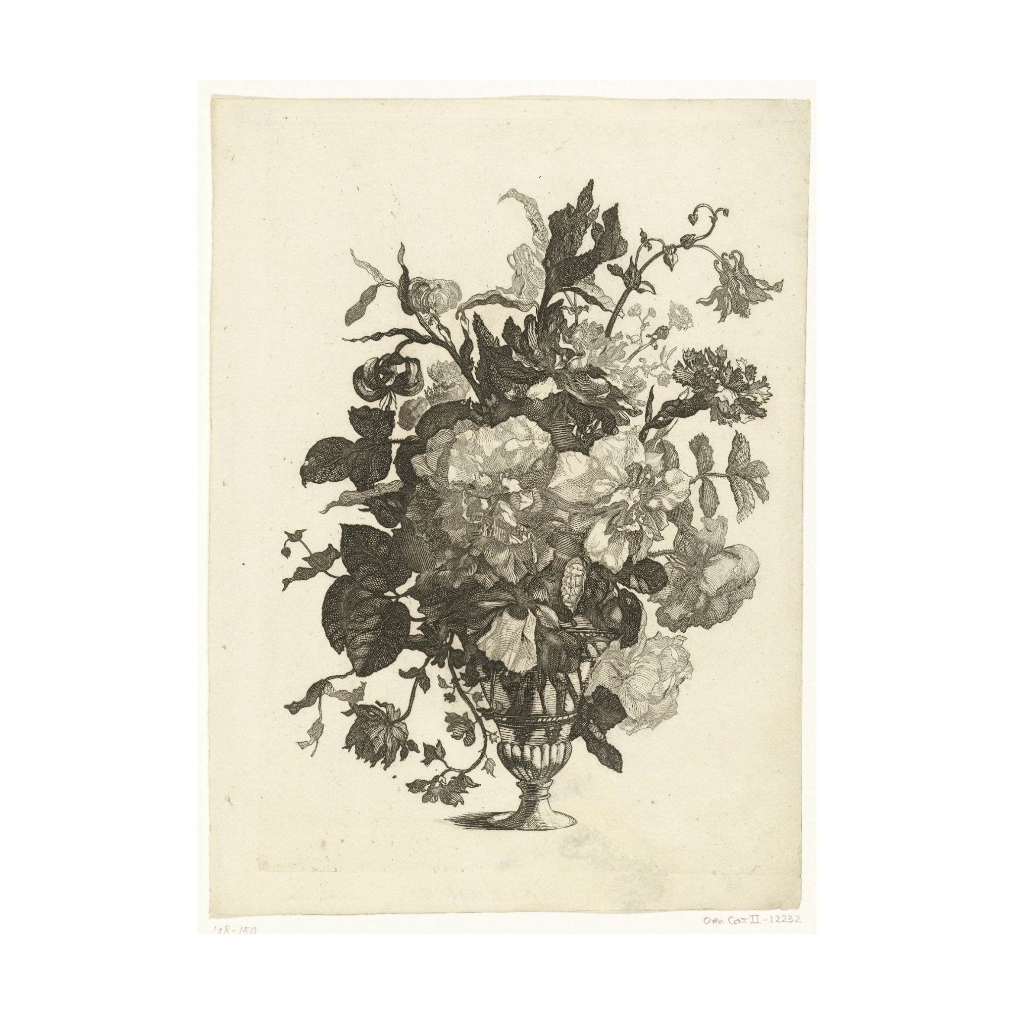 Decorative "Glazen vaas met bloemen (1699)" by Pieter Schenk I Poster | High - Quality Print | Repositionable Adhesive - Pasquín