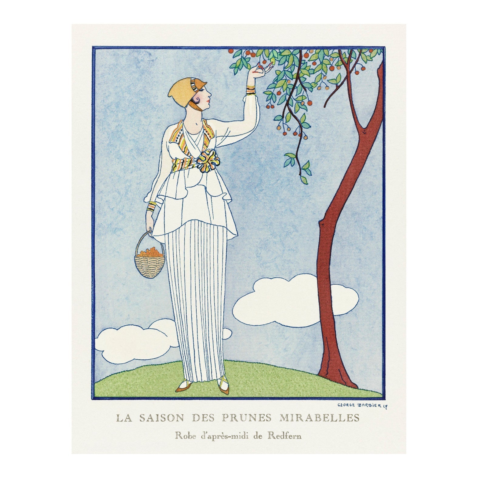 Decorative "La saison des prunes mirabelles (1914)" by George Barbier Poster | High - Quality Print | Repositionable Adhesive - Pasquín