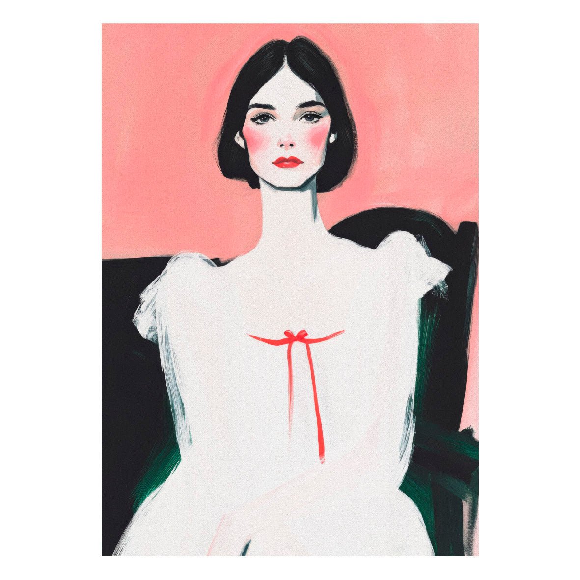 Decorative "Muse in a White Dress" Poster | High - Quality Print | Repositionable Adhesive - Pasquín