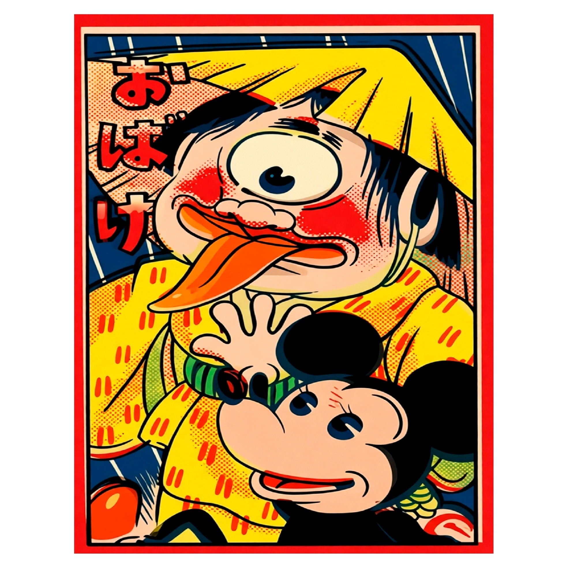 Decorative “Playing Card with Mickey & Yokai Design” Poster | High - Quality Print | Repositionable Adhesive - Pasquín