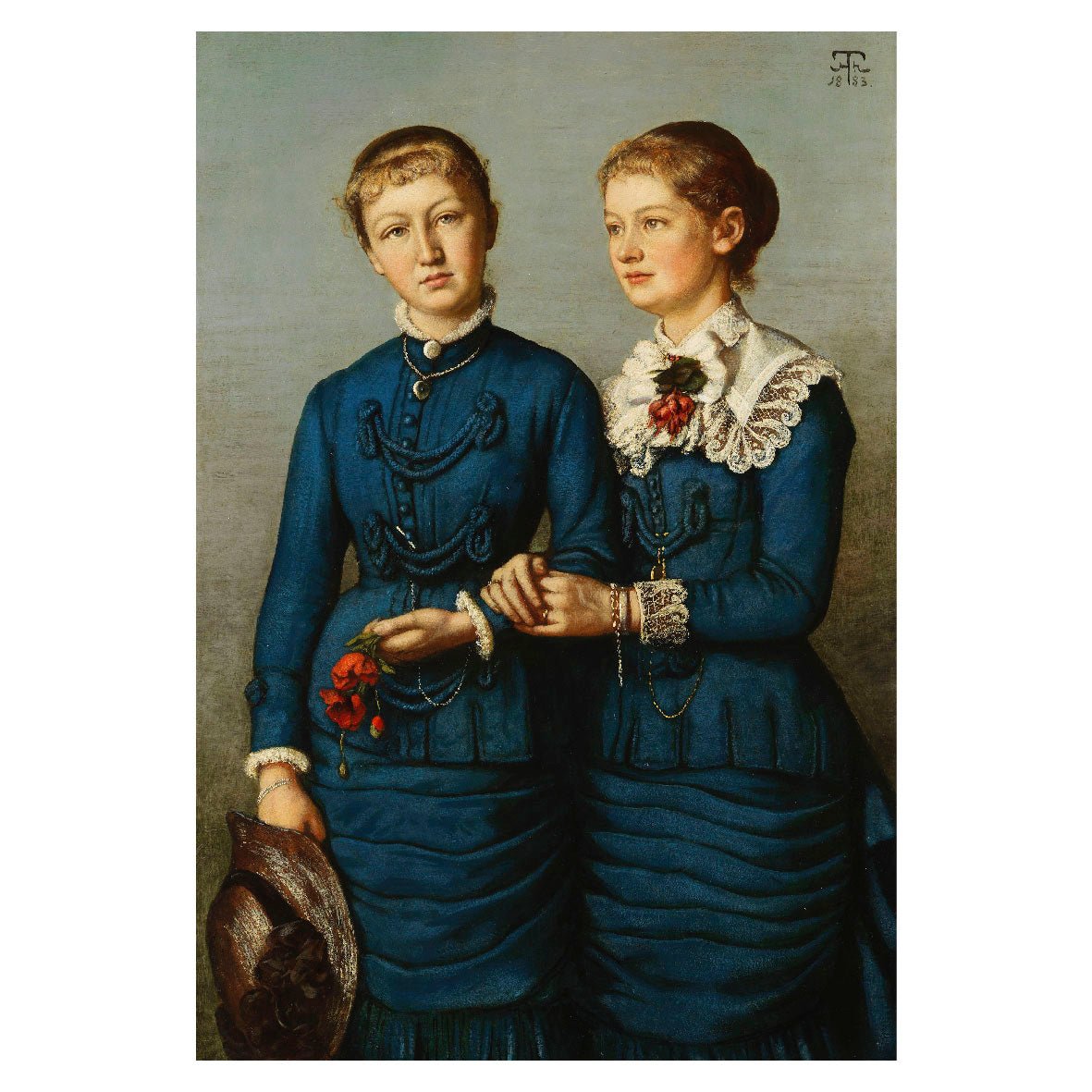 Decorative "Portrait of the two daughters of the Haag family (1883)" by Hans Thoma Poster | High - Quality Print | Repositionable Adhesive - Pasquín