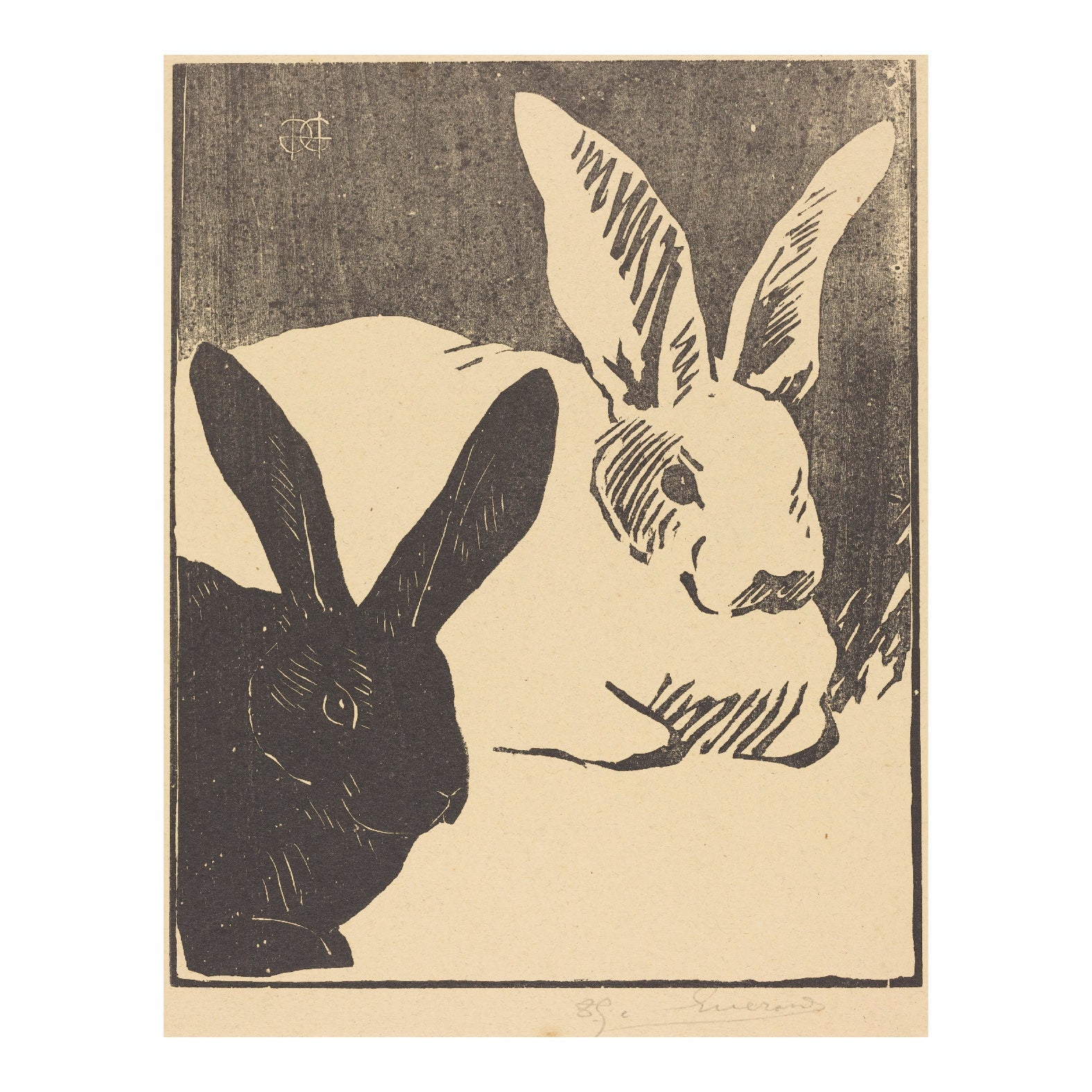 Decorative "Rabbits (Les Lapins) (1893)" by Henri Charles Guérard Poster | High - Quality Print | Repositionable Adhesive - Pasquín