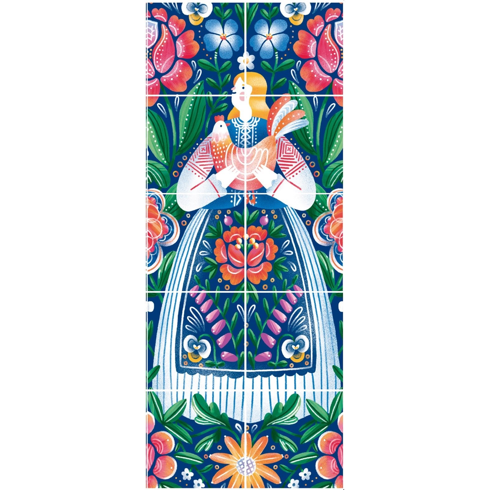 Decorative Removable Wall Tiles - Woman in Blue - Pasquín