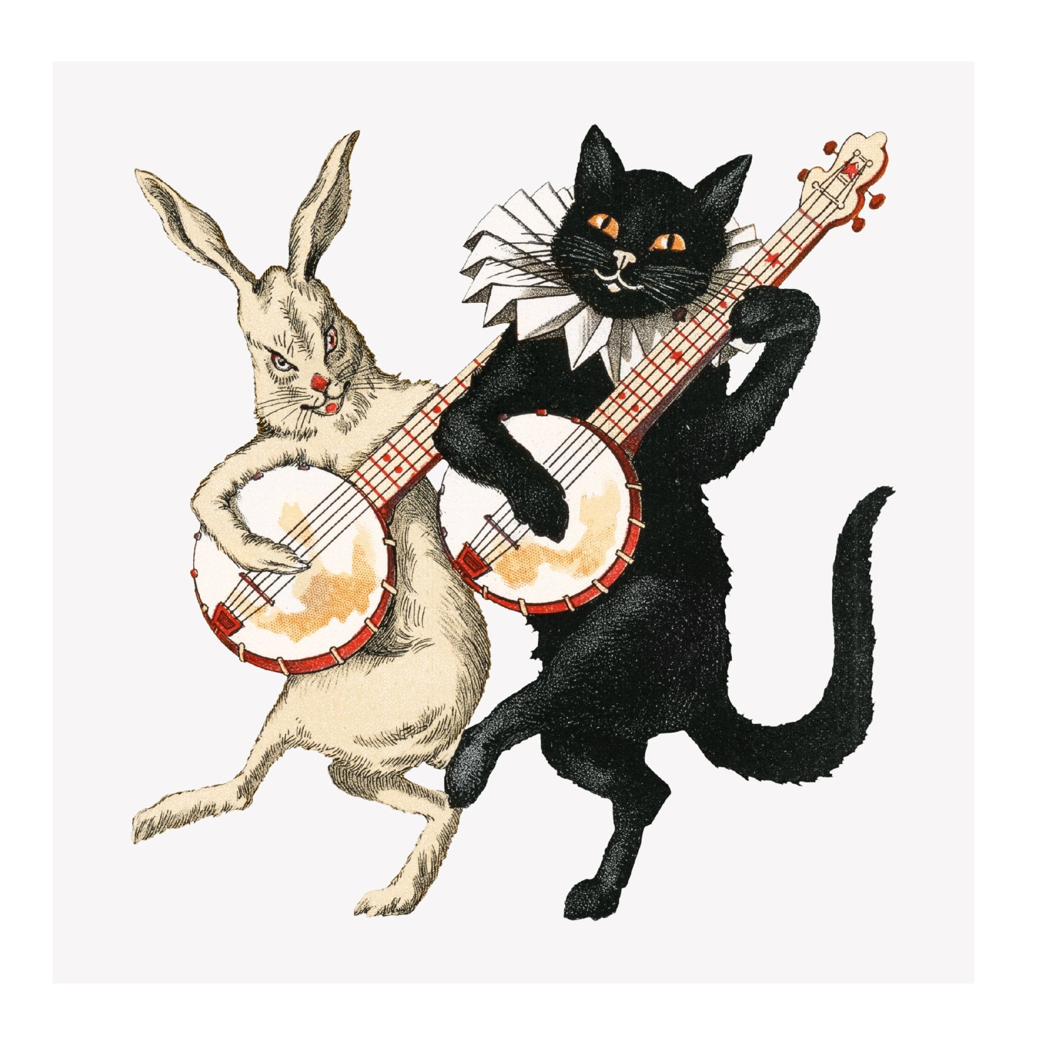 Decorative "The Black Cat and Hare Vintage (Detail)" Poster | High - Quality Print | Repositionable Adhesive - Pasquín