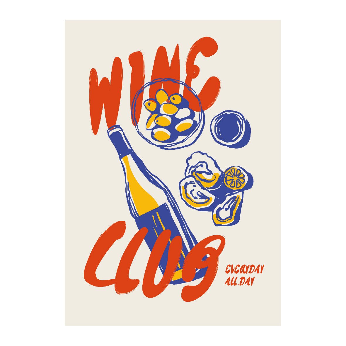 Decorative "Wine Club" Poster | High - Quality Print | Repositionable Adhesive - Pasquín