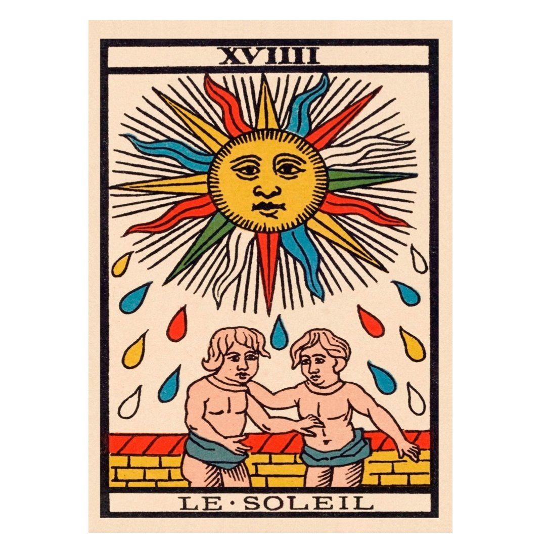 Handmade "Tarot Card: Le Soleil (The Sun)" Poster | High - Quality Print | Repositionable Adhesive - Pasquín Store