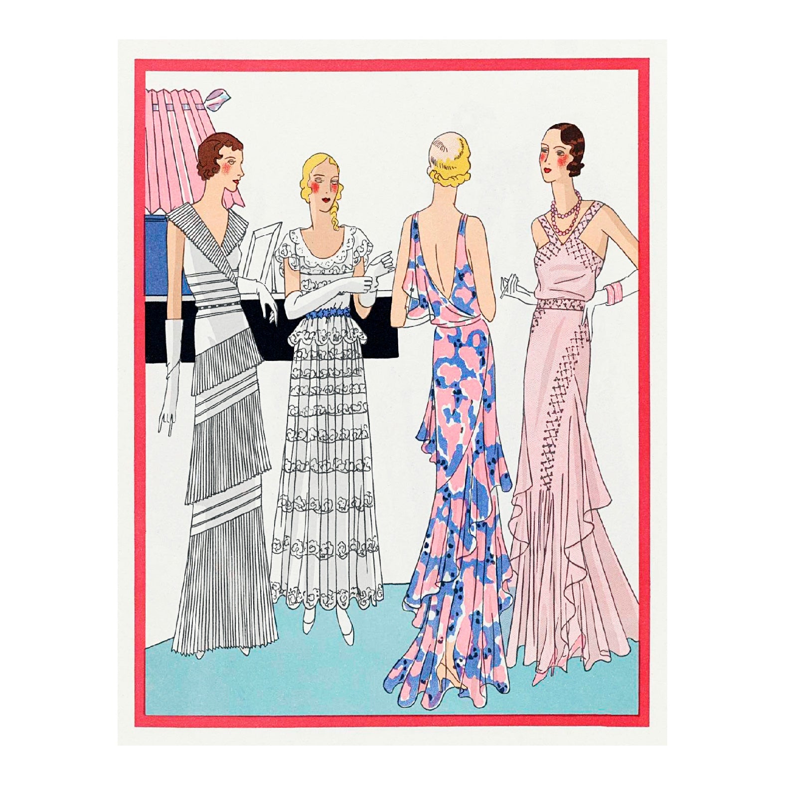 Decorative "Four women in an interior (1931)" by Dupouy - Magnin Poster | High - Quality Print | Repositionable Adhesive - Pasquín