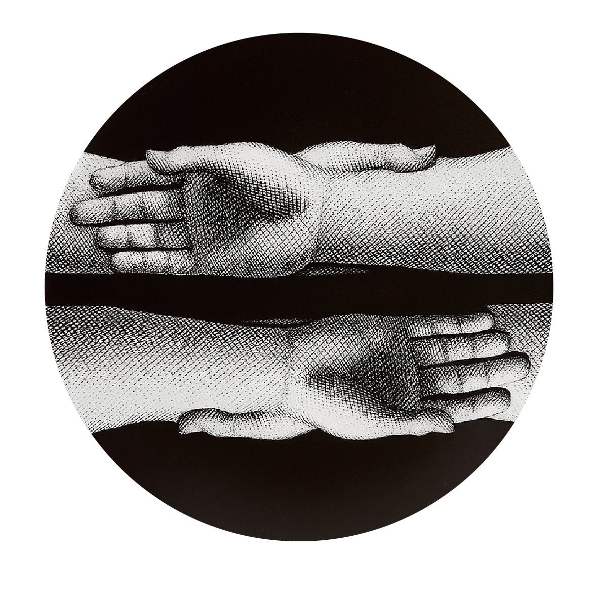 Decorative "Hands Interwined (Round)" by P. Fornasetti Poster | High - Quality Print | Repositionable Adhesive - Pasquín