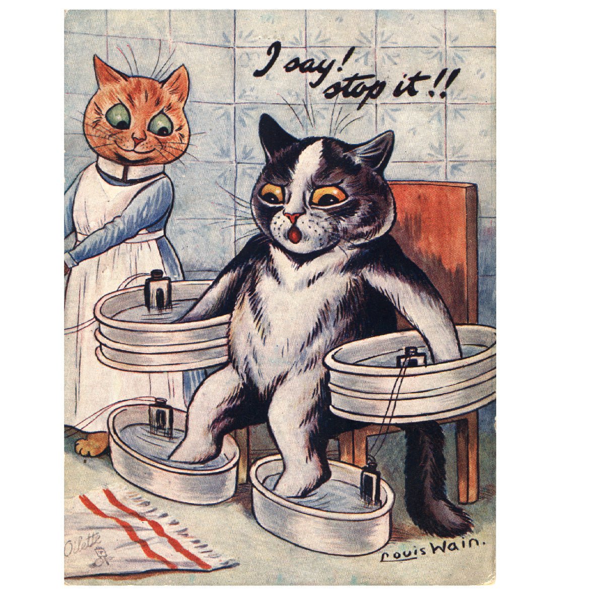 Decorative "I say! Stop it!" by Louis Wain Poster | High - Quality Print | Repositionable Adhesive - Pasquín