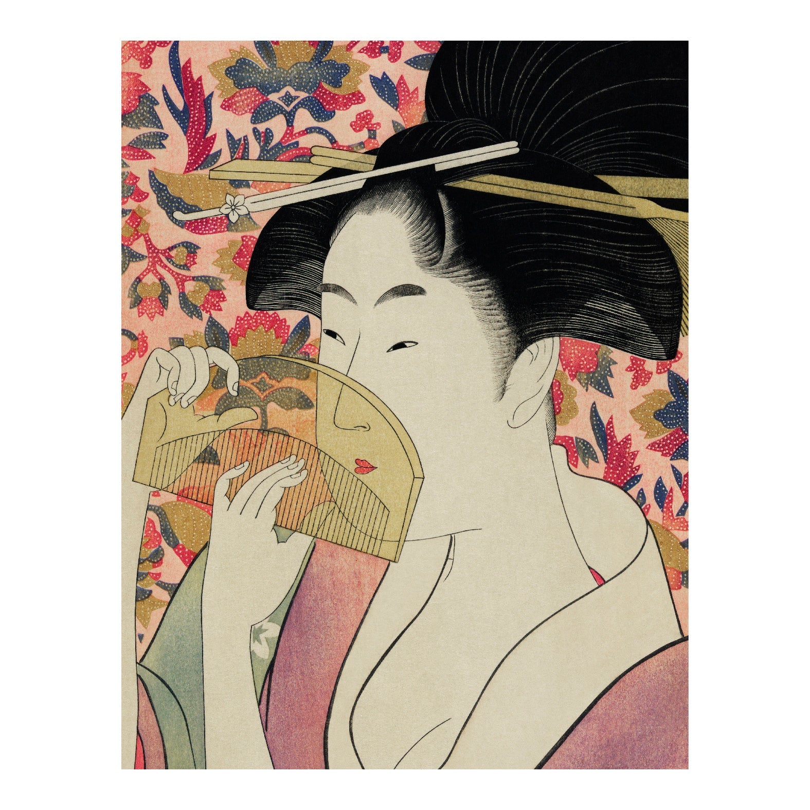 Decorative "Kushi (1806)" by Utamaro Kitagawa Poster | High - Quality Print | Repositionable Adhesive - Pasquín