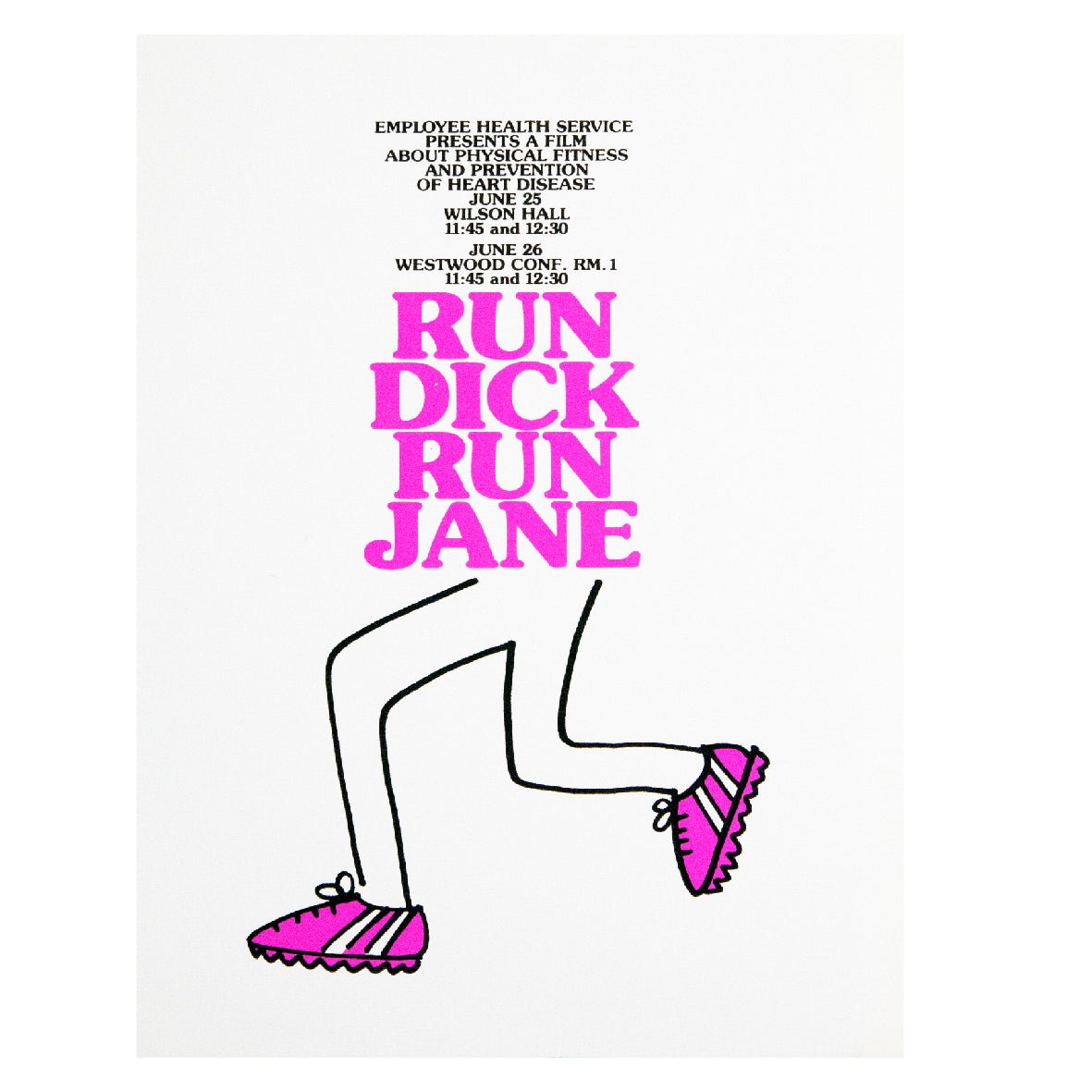 Decorative "Run Dick, Run Jane" Poster | High - Quality Print | Repositionable Adhesive - Pasquín